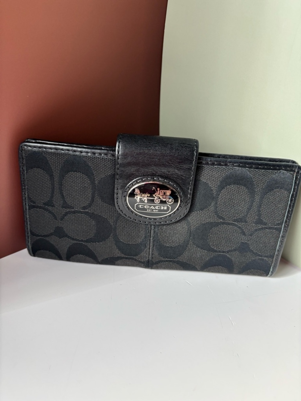 COACH Vintage Black Signature Legacy Collection Wallet